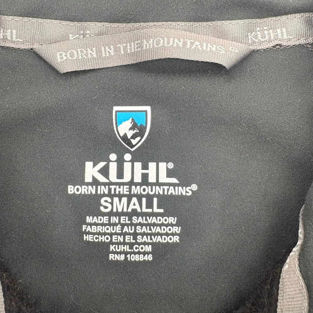 KUHL Mens Black Quarter Zip Fleece Pullover Small Contrast Stitching RN 108846